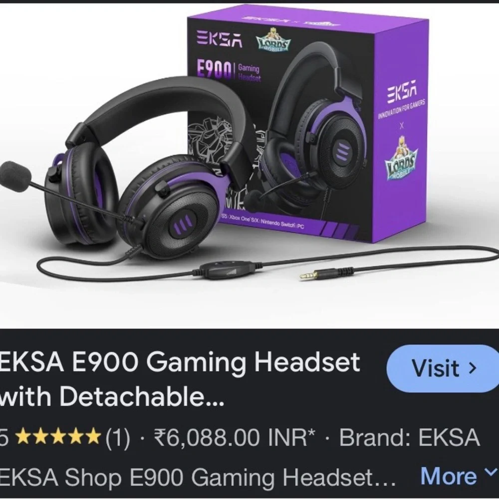 E900 Wired Gaming Headset - Black and Purple w/mic 3D stereo
